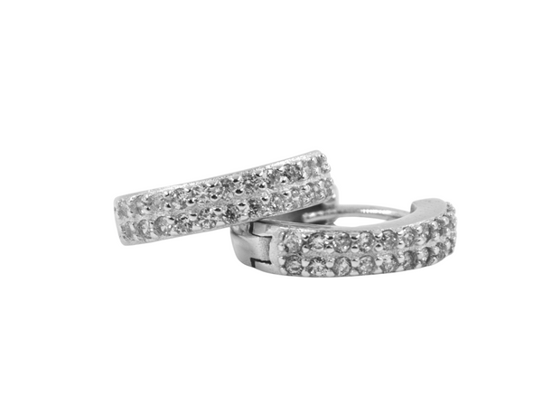 Sterling Silver Hoops with Cubic Zirconia (CZ) Style 9