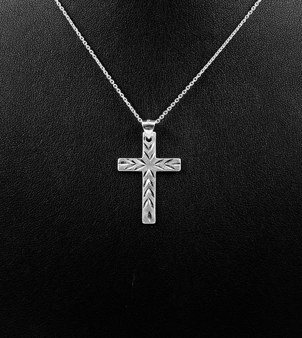 Cross Pendant with Cuts  - 92.5 Sterling Silver