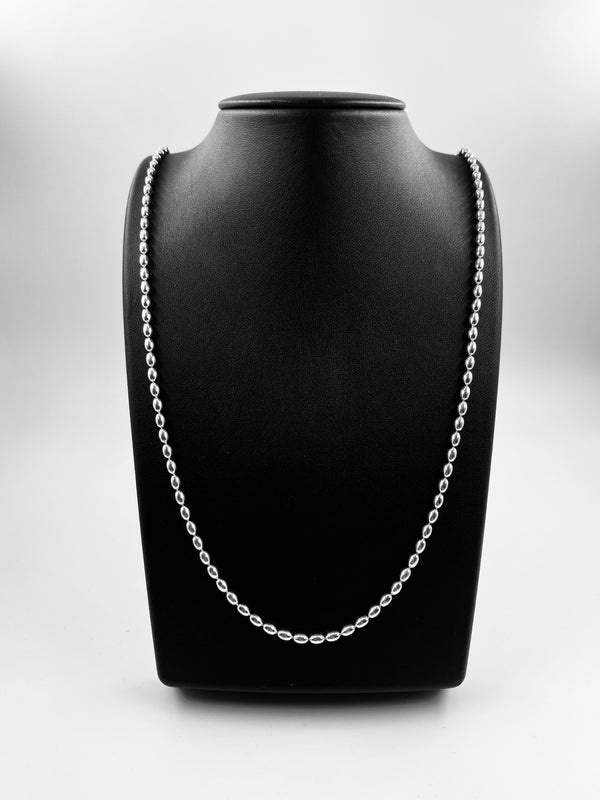 28" Rice Bead Link Sterling Silver Chain